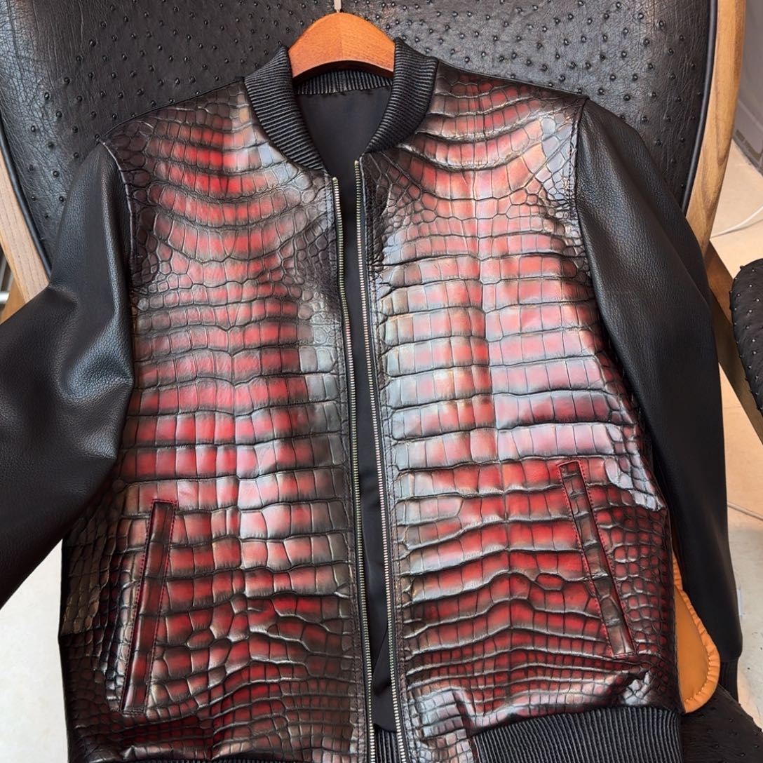 鳄鱼皮皮衣外套休闲