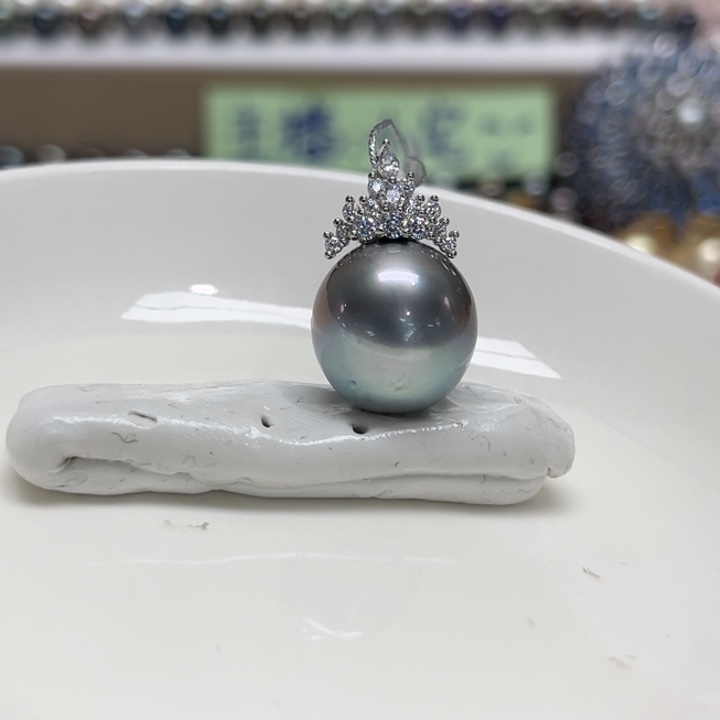 银S925镶嵌吊坠(不含链)海水珍珠14m 110号