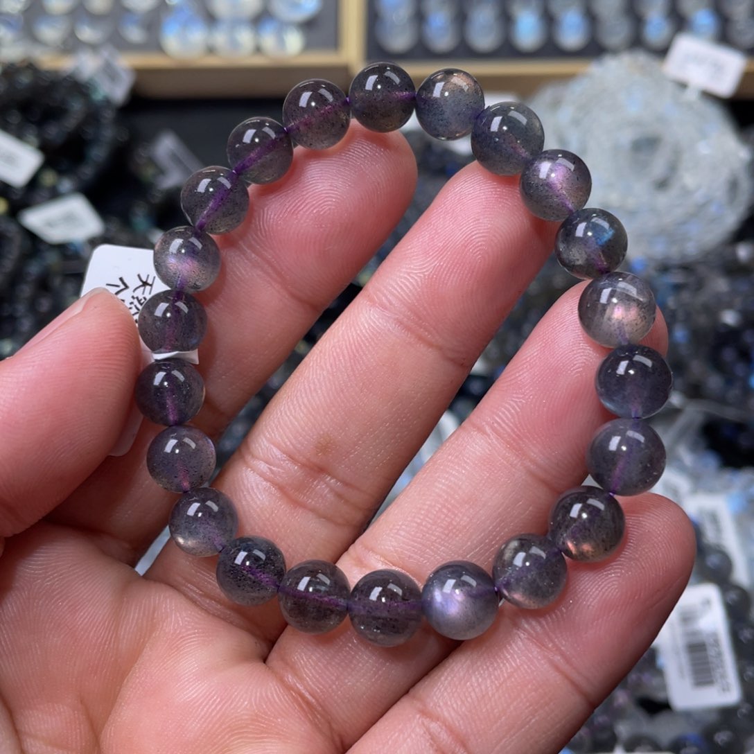 拉长石手链未镶嵌燃****）紫光拉长石手链8.6m
