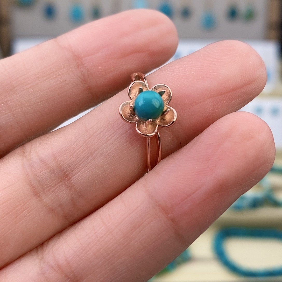 绿松石银S925镶嵌戒指