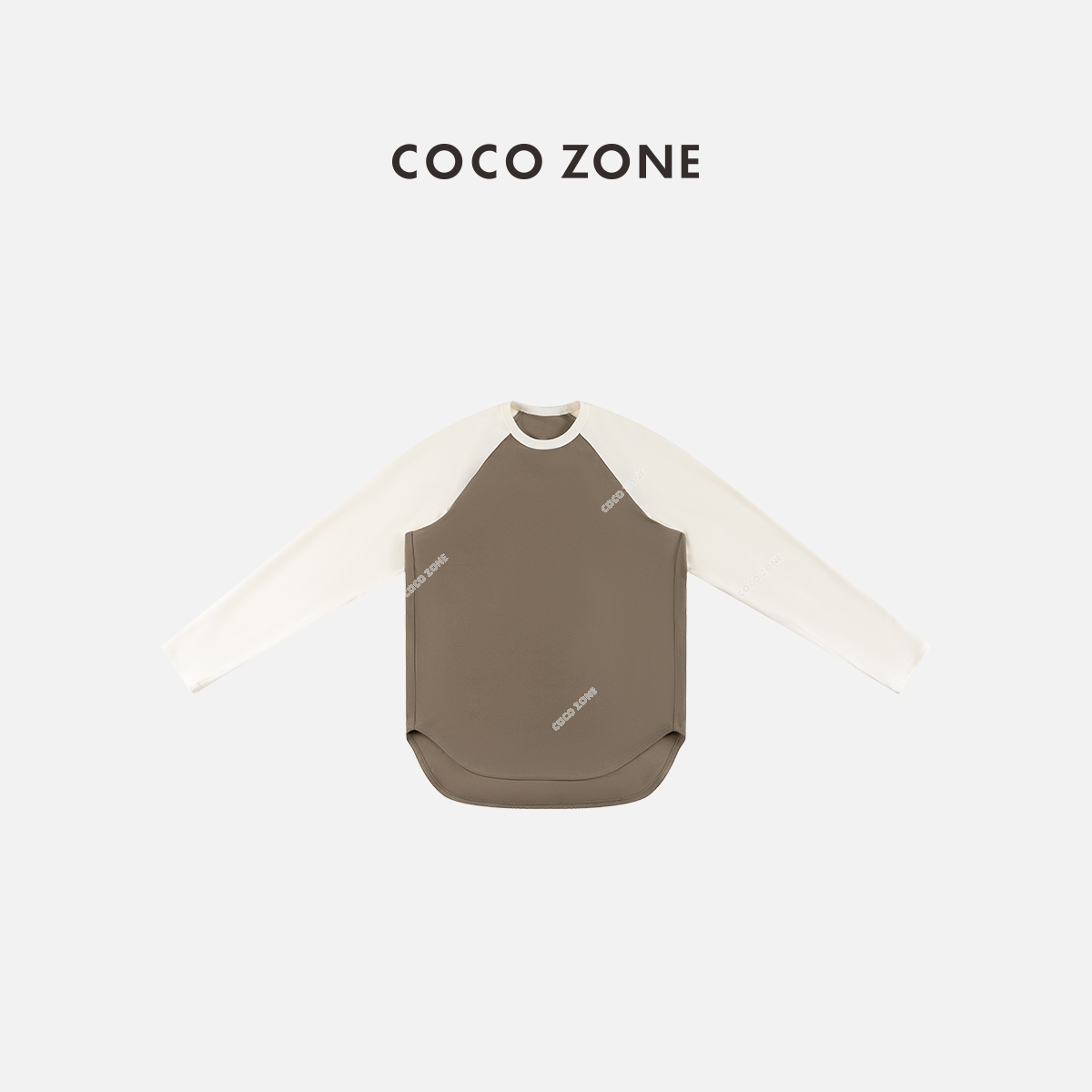 COCO ZONE 刘一一 秋冬设计感撞色双面绒加绒长袖T恤CC1D2730