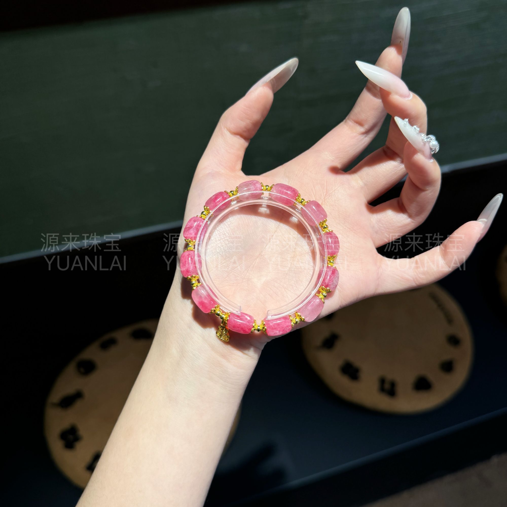 YY17 天然蔷薇辉圆柱手串