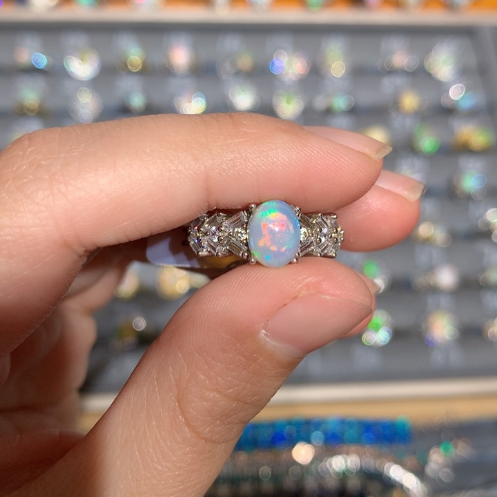 银S925镶嵌欧泊欧泊戒指y