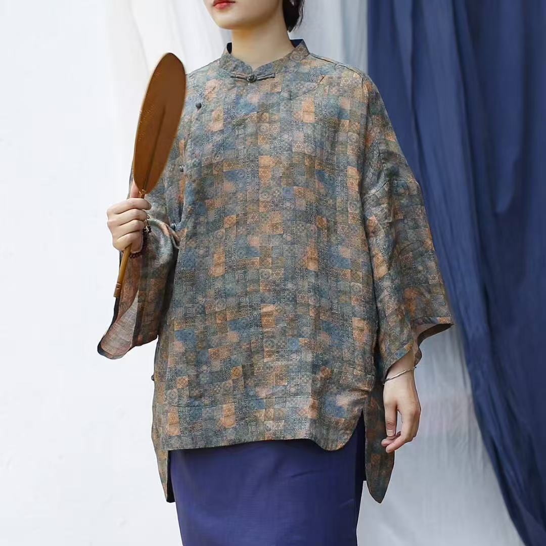 新中式上衣复古做旧百搭时尚休闲宽松