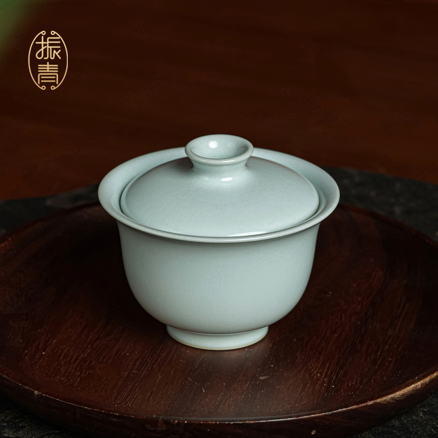 青瓷盖碗汝窑功夫茶具手工高档泡茶茶碗盖碗杯可养开片陶瓷礼盒装