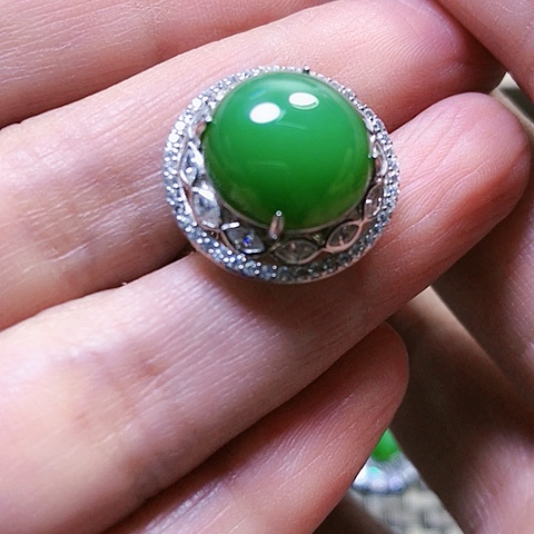 和田玉戒指银S925镶嵌
