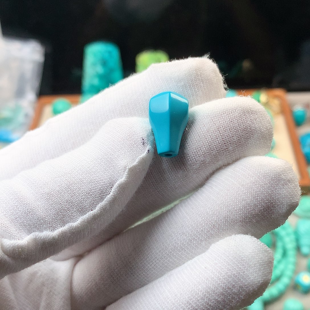 湖北原矿绿蓝色鲨鱼背10mm三通