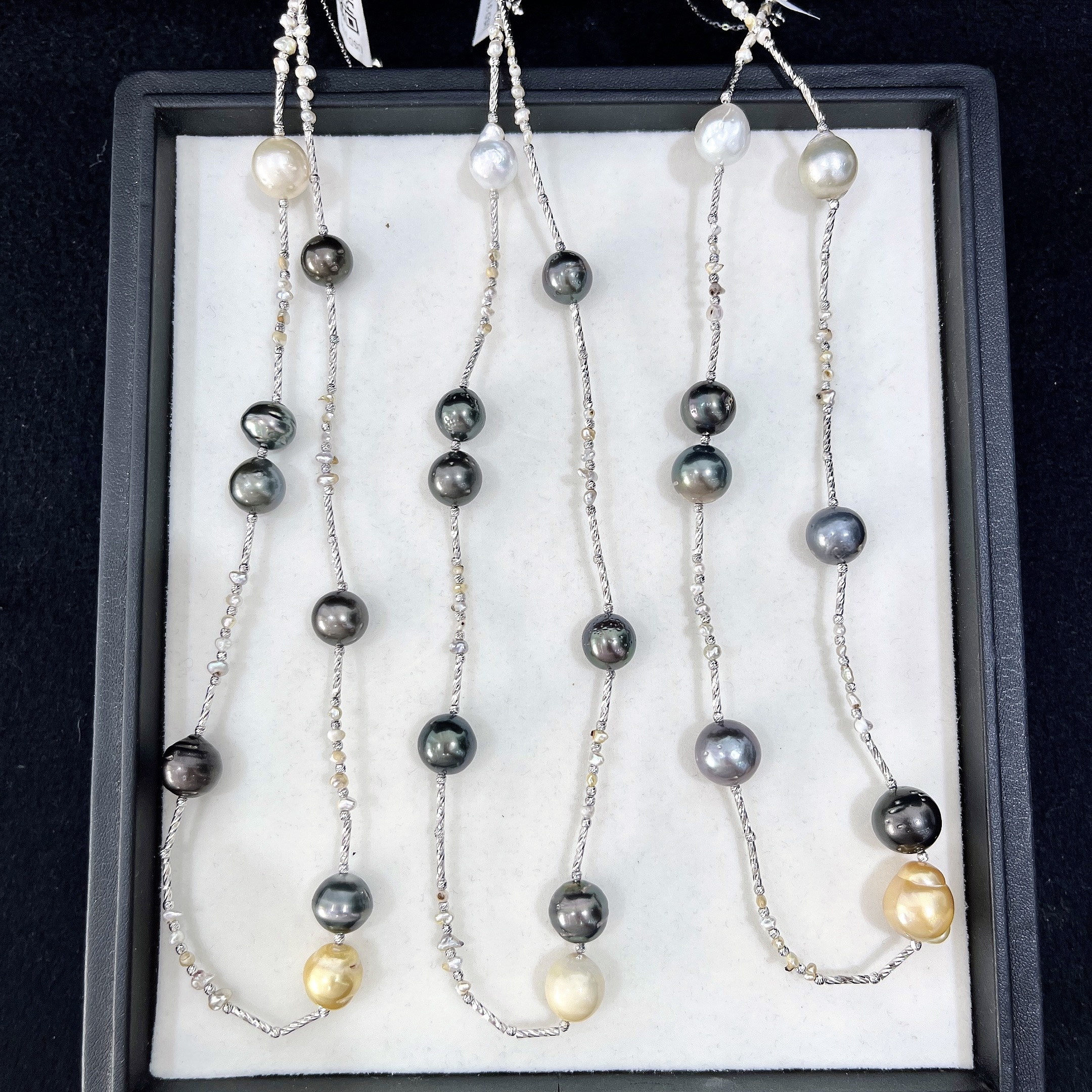 天然珍珠 海水大溪地设计款项链 S925银 9-12MM 多样性发一 S1308