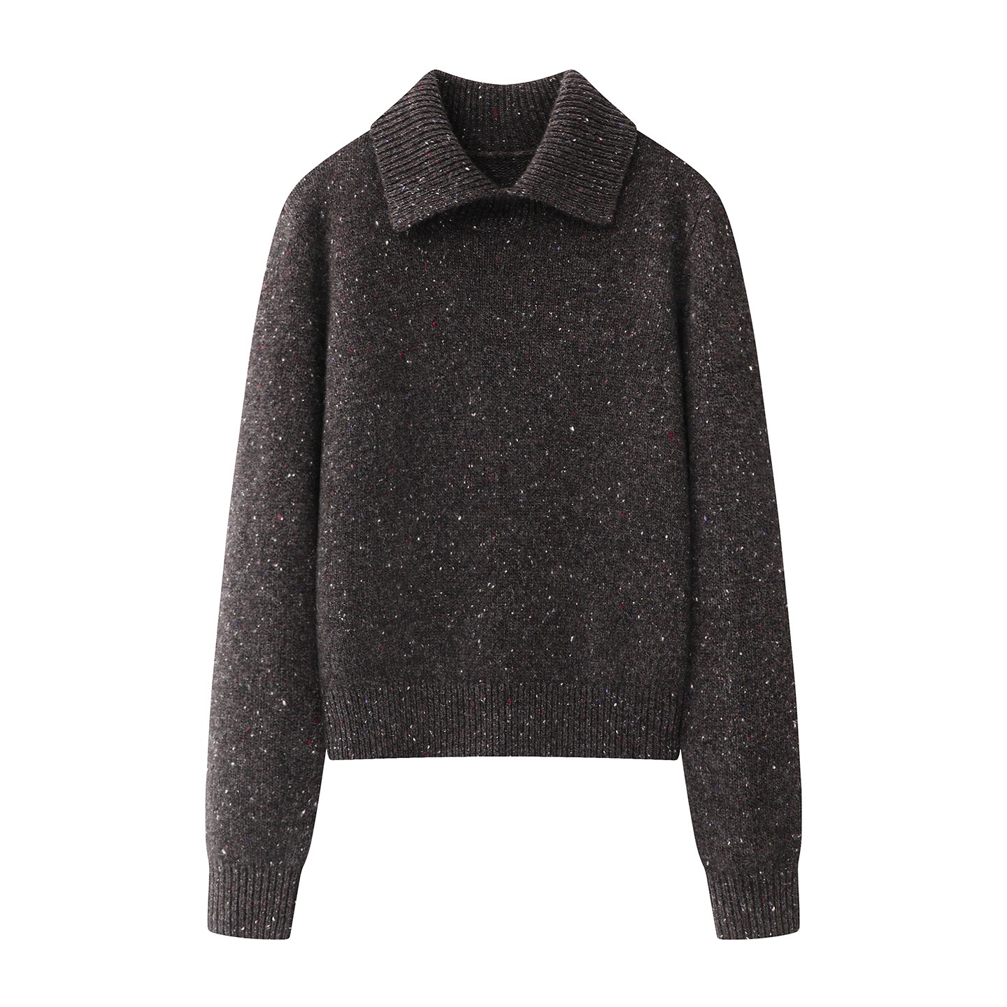 -2025秋冬时尚复古小众气质彩线翻领套头羊毛针织毛衣女4130