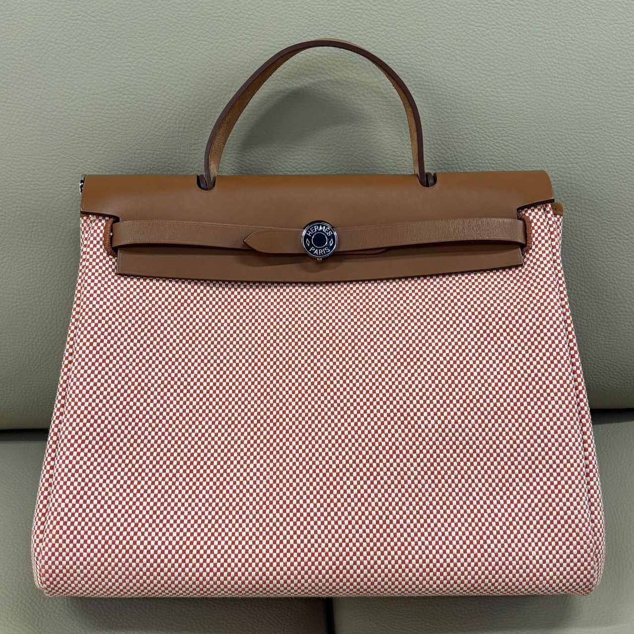 99新 Hermes/爱马仕 金棕编制herbag 31 Y刻