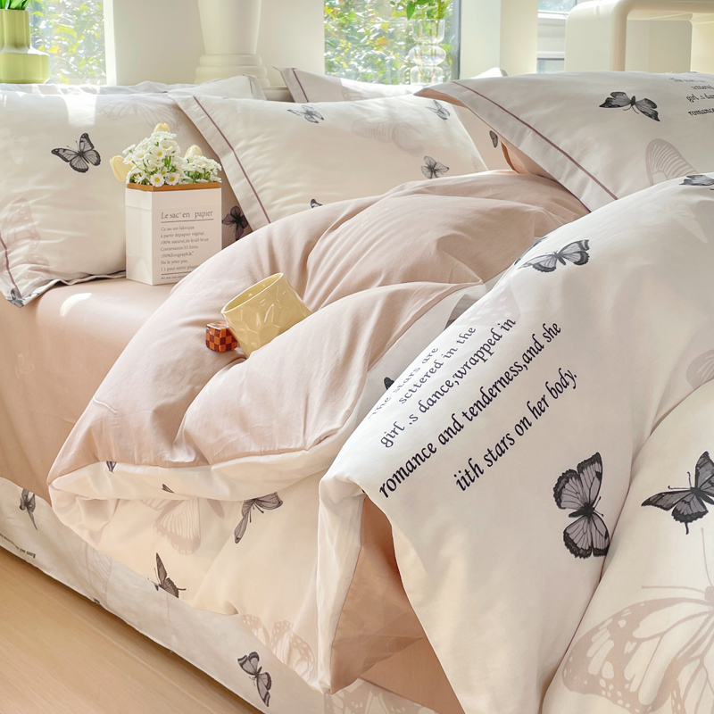 加厚四件套60支全棉100%四季新疆棉斜纹被套学生三件套床上用品