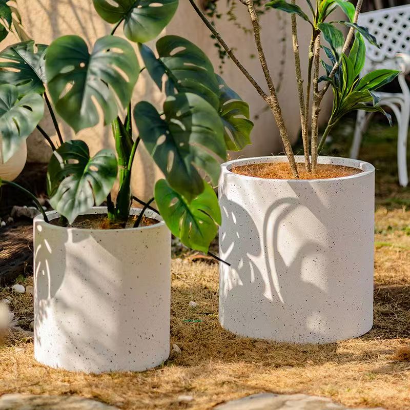 仿水泥大号花盆北欧极简镁泥花盆家居软装客厅阳台侘寂风落地绿植