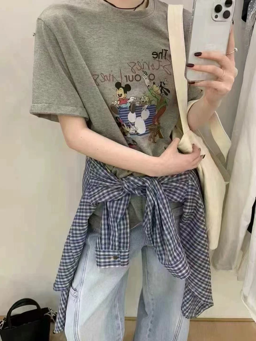 桃子 卡通印花圆领短袖T恤女休闲可爱减龄体恤