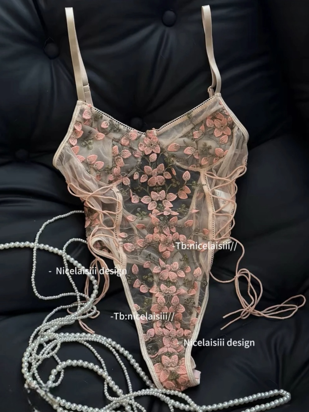 恋爱【乱花渐欲】纯欲花蕊新款性感吊带纱裙花朵刺绣镂空显瘦吊带裙