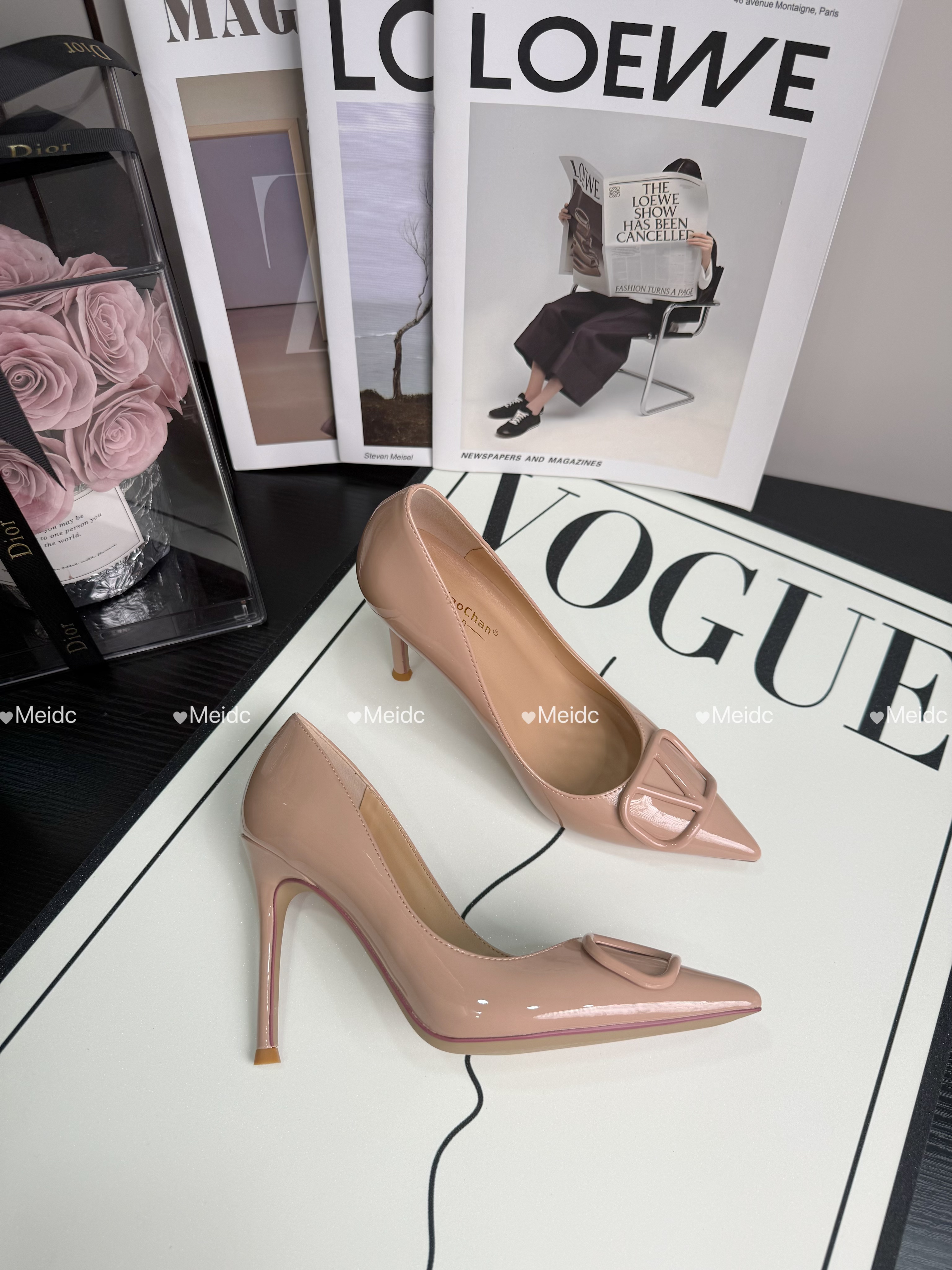 【羊皮】华家V扣全包细跟尖头浅口高跟鞋气质百搭秋冬穿搭抖音双11