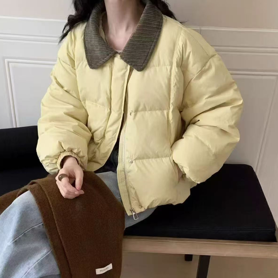 国标羽绒服【梦雪严选】2025冬季韩版小翻领短款羽绒服女