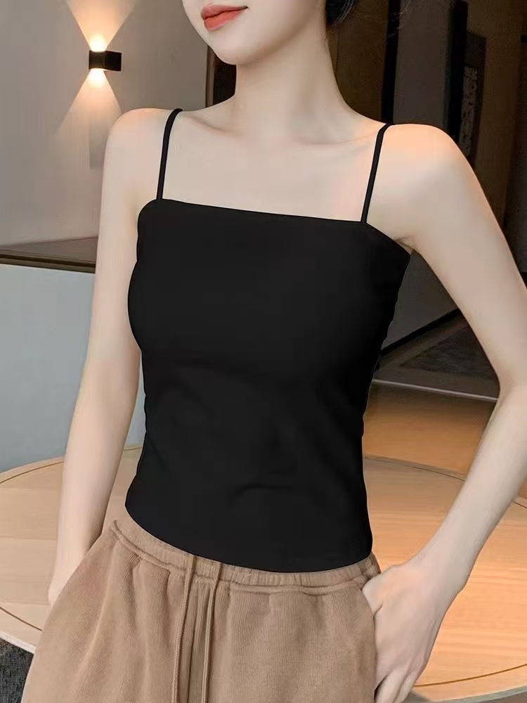 性感风背心夏季黑色法式美背吊带黑色小众性感【E区套装】7252 套装