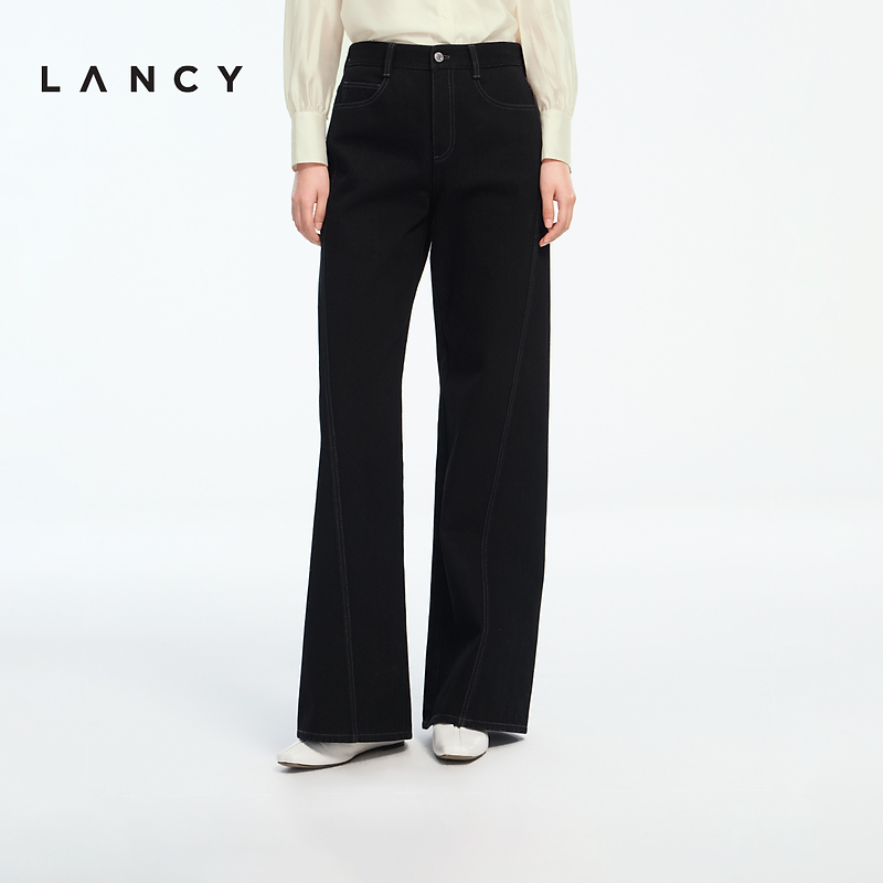 cc雨涵同款【马踏春风】LANCY/朗姿2026春季新款显瘦复古裤线前