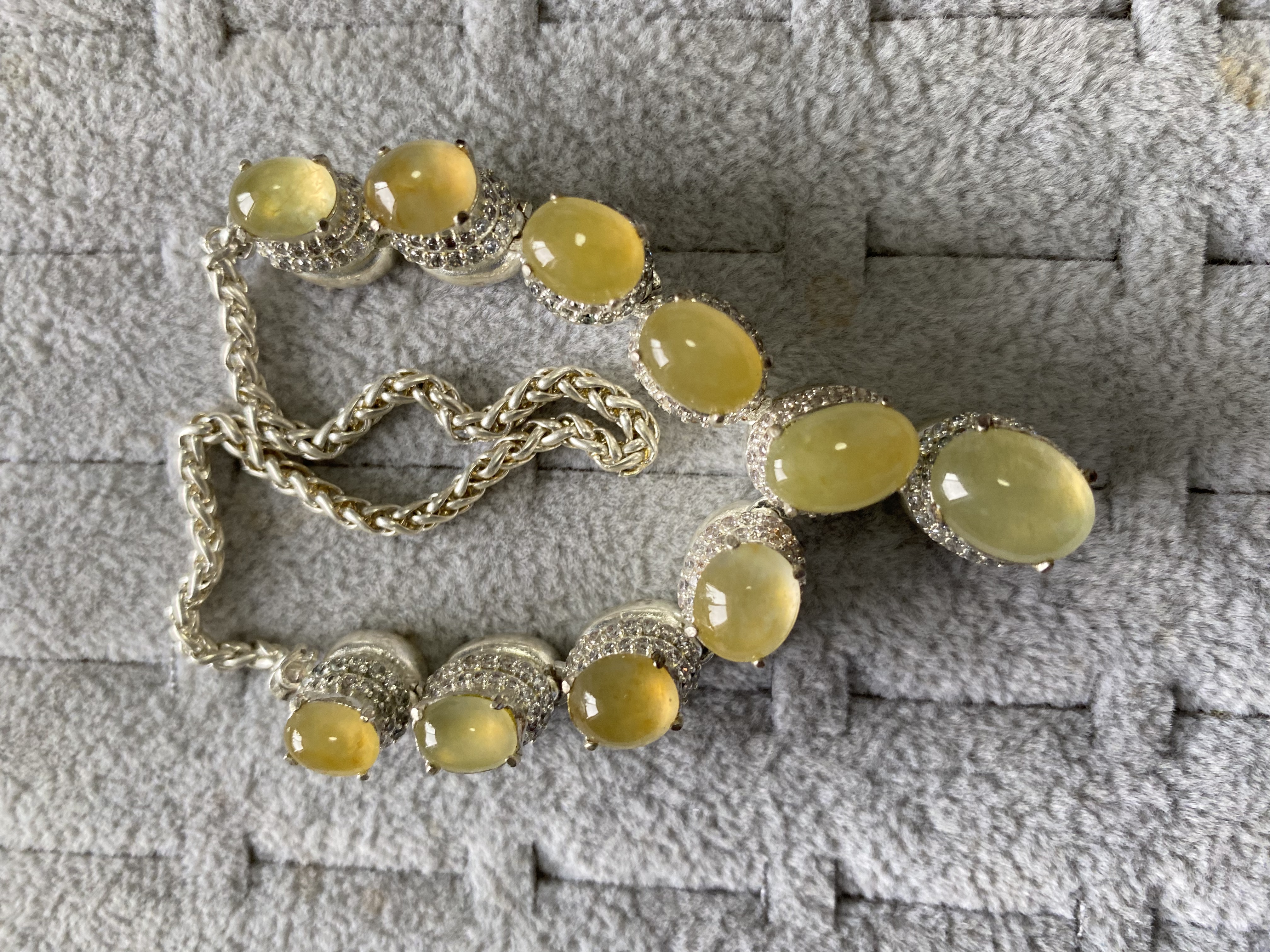 【边佳珠宝】天然A货翡翠，铜托黄翡多颗粒套链