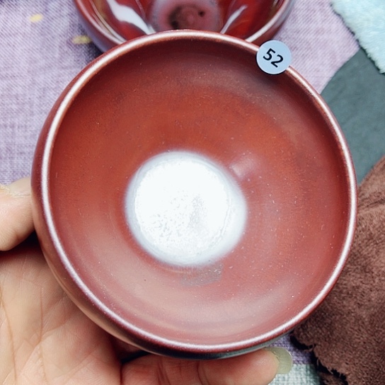 茶盏卢学斌龙窑柴烧牛血红钵钵器型9口径