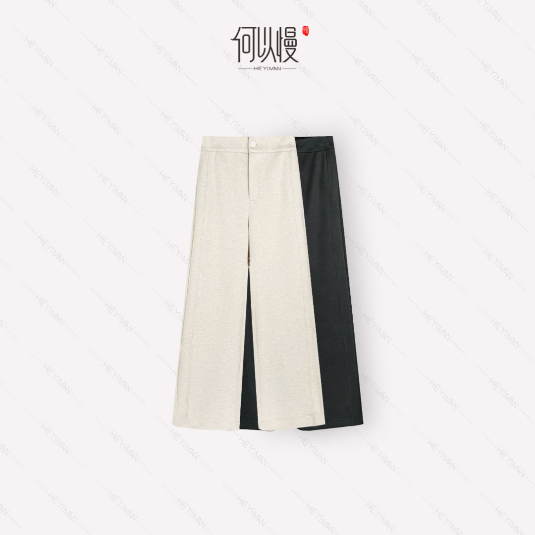 【何以慢】绵羊毛醋酸混纺冬季加厚百搭保暖垂坠直筒长裤C4-A5873