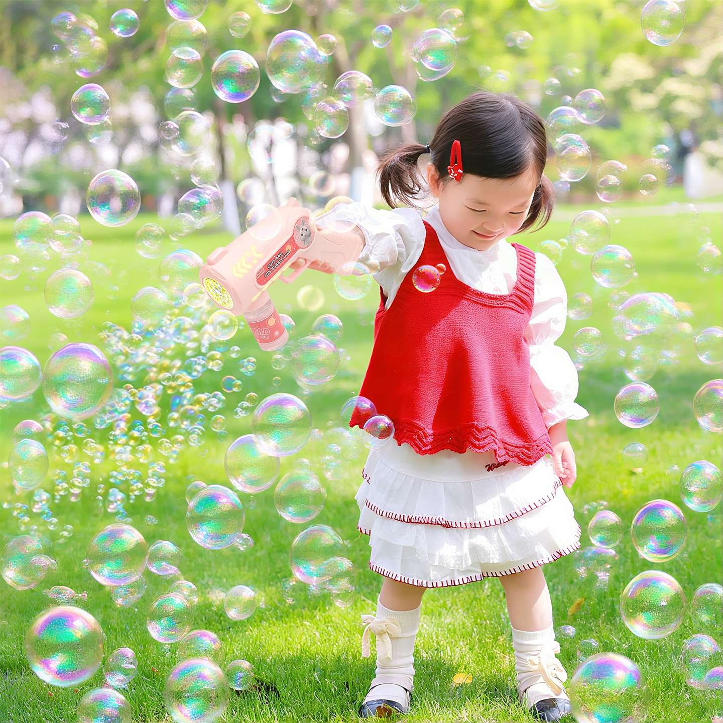 菲寻吹泡泡机女孩儿童手持水枪气球户外草坪生日氛围装饰拍照道具