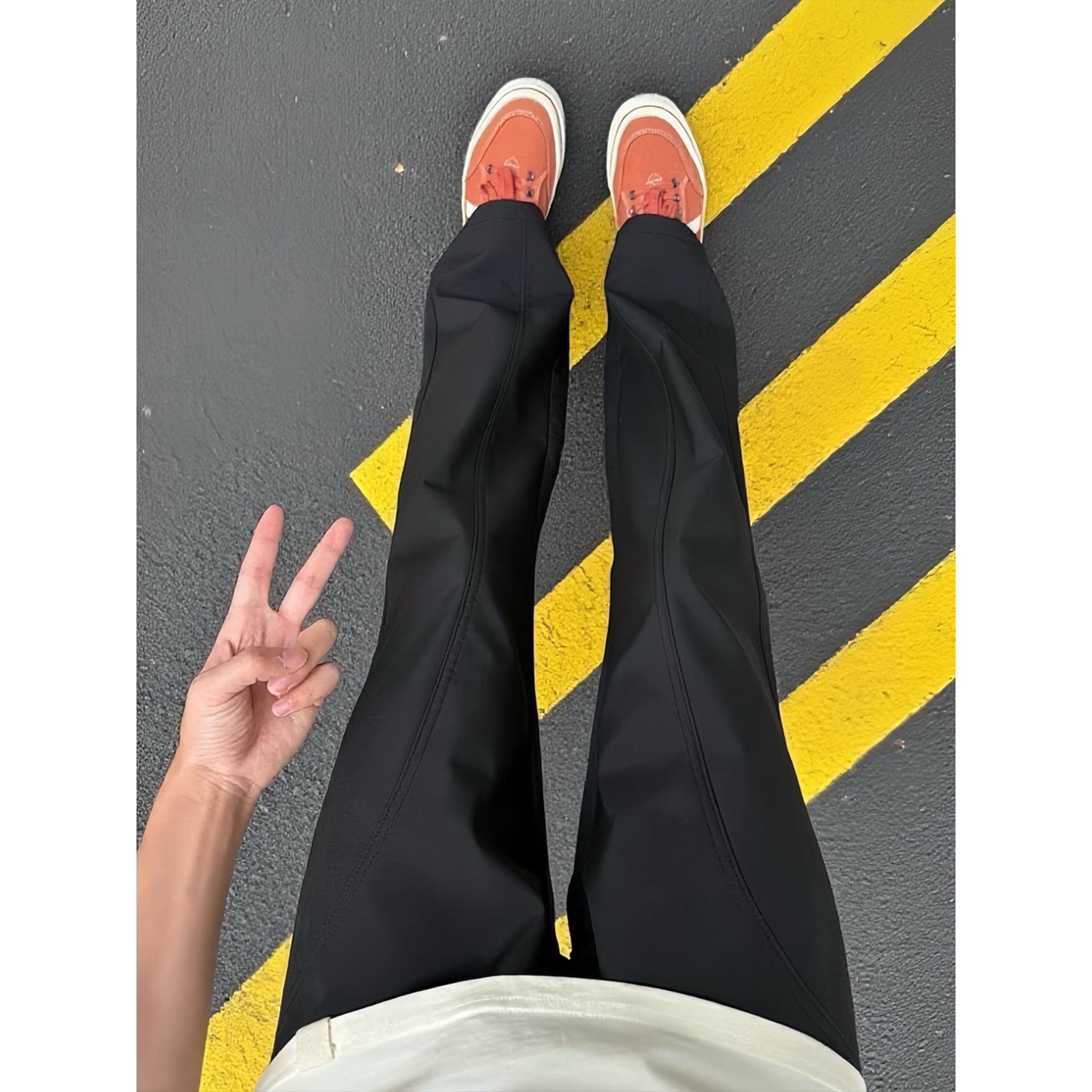 伯希和严选【清仓】黑色微喇斜切裤子男款夏季薄款速干美式软壳冲锋