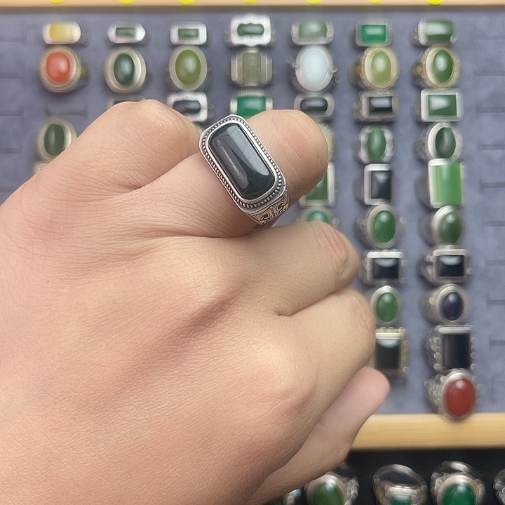 吉***王和田玉银S925镶嵌戒指