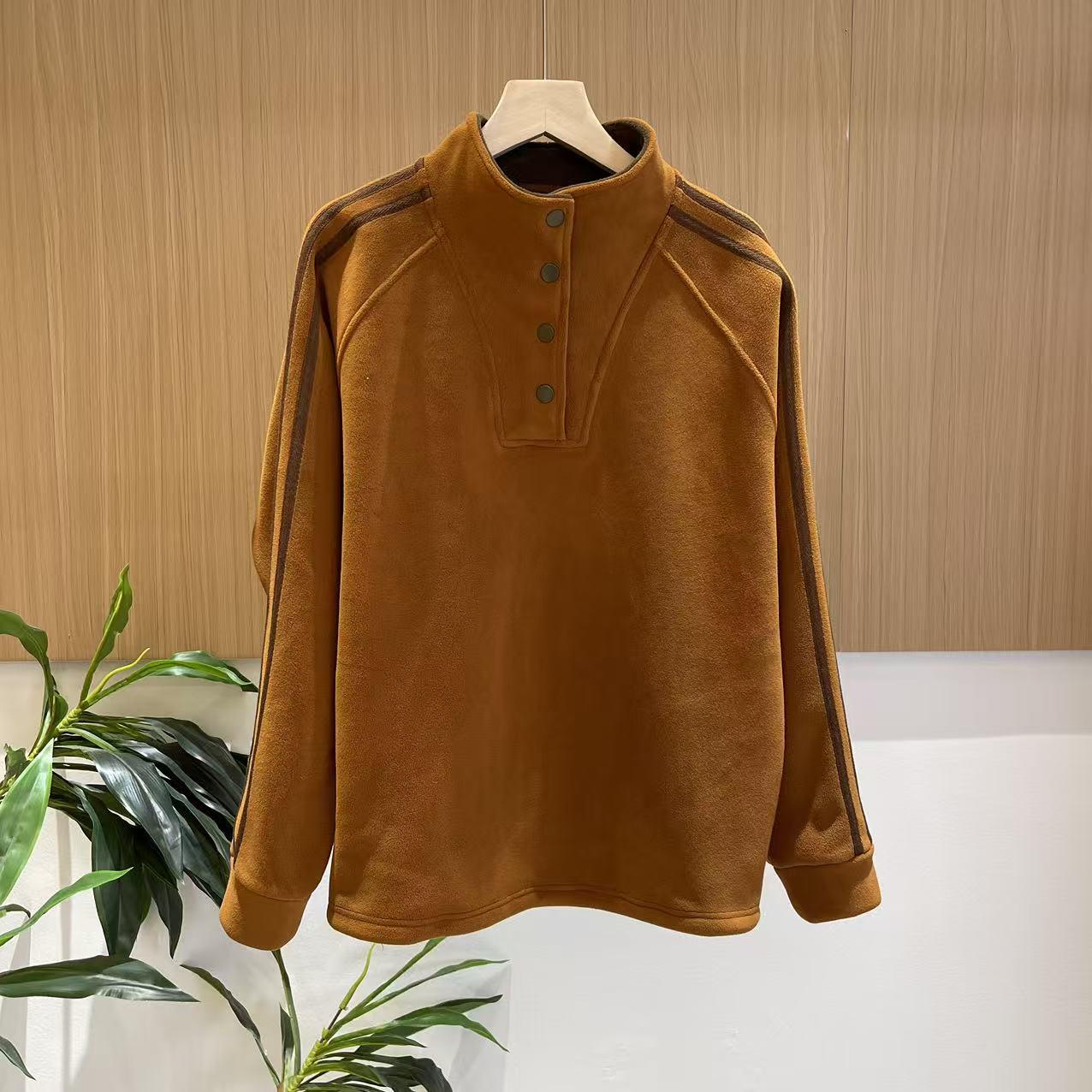 16740新款秋冬加绒加厚休闲减龄宽松显瘦长袖卫衣