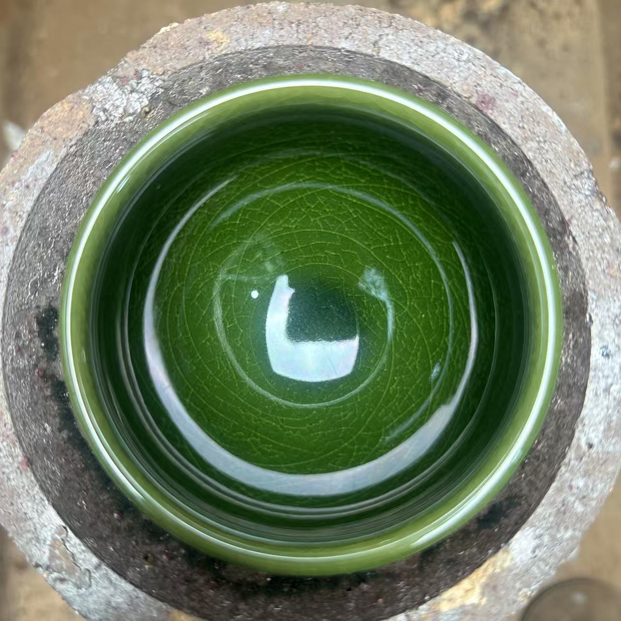将军帝王绿色建窑建盏主人杯