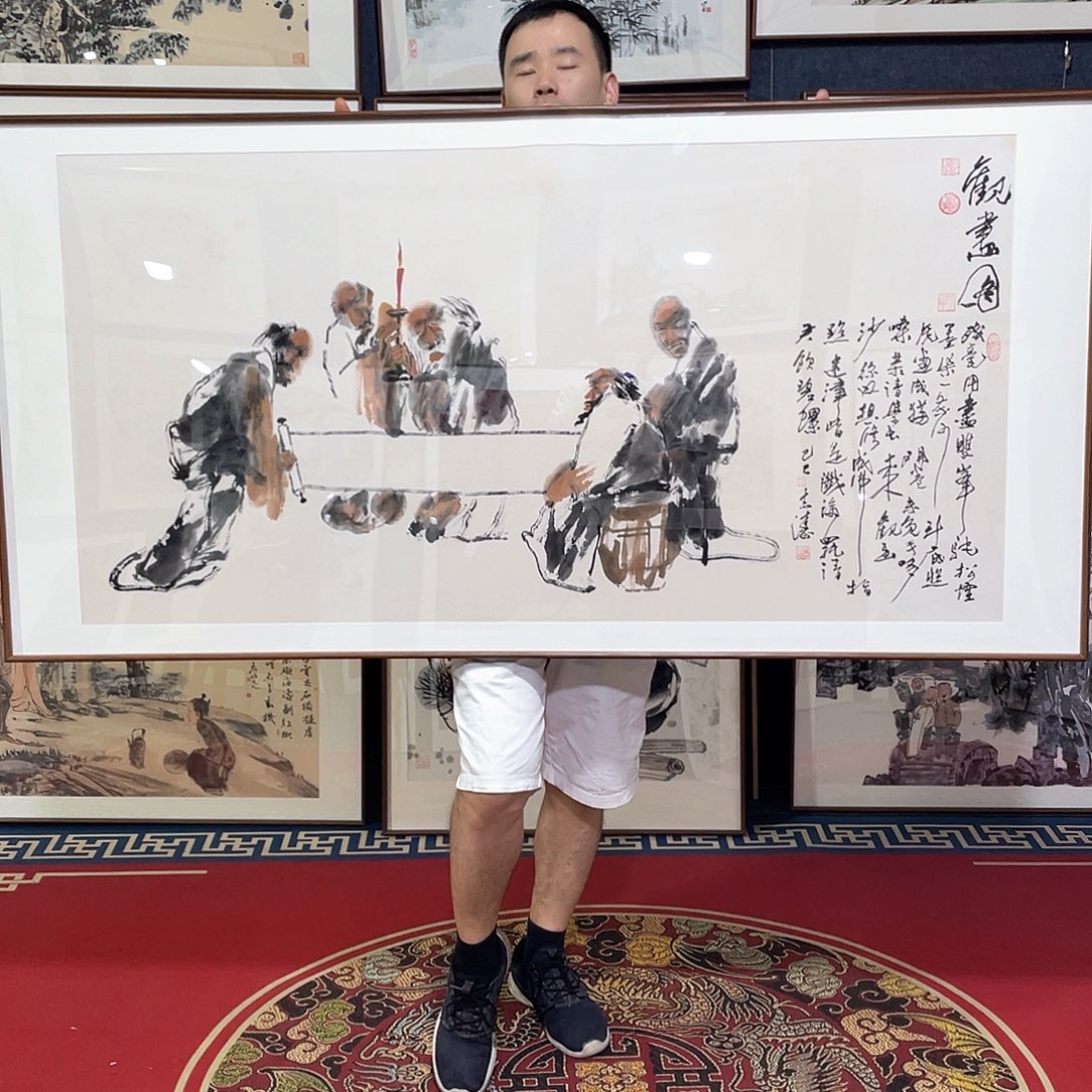 国画手绘画作品带框80/160