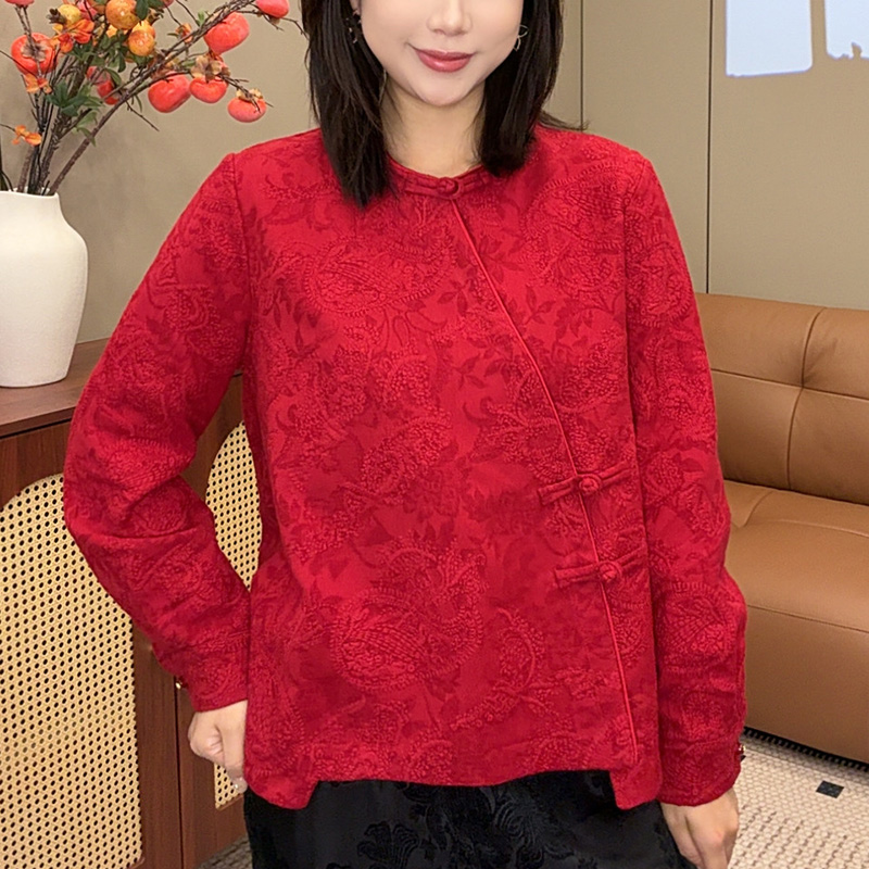 【锦轩阁】新年盘扣设计感中式提花复古上衣新中式国风女装126-28