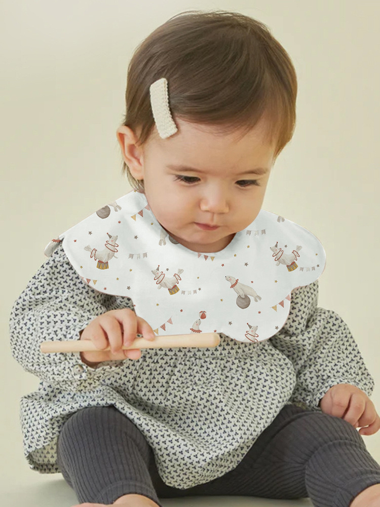 婴儿围嘴宝宝纯棉防水口水巾新生儿360度加大吸水围兜吃饭兜 