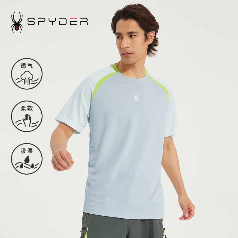 SPYDER蜘蛛男子圆领短袖拼接撞色TRAININGT恤23CS431M