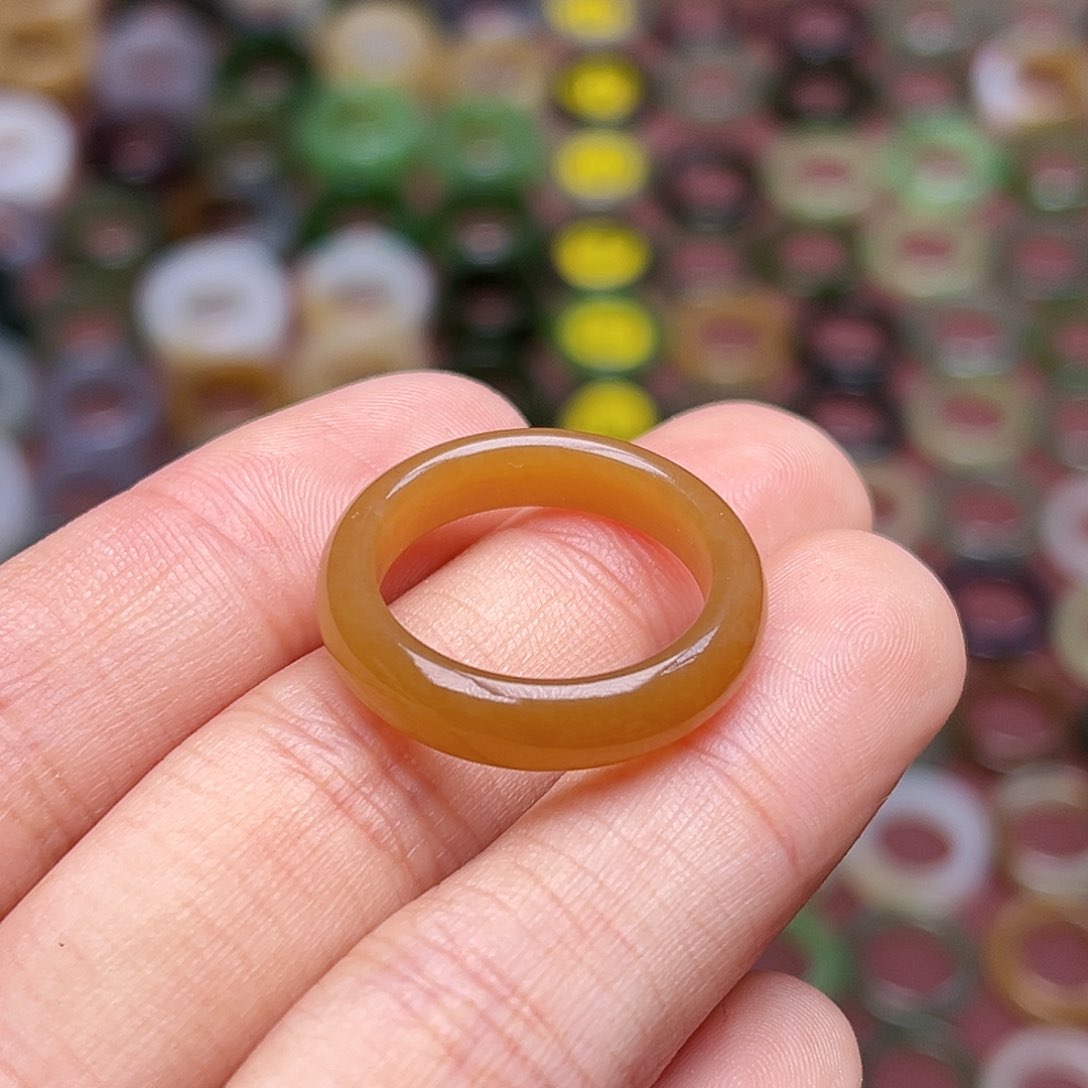 和田玉戒指未镶嵌17码橘糖