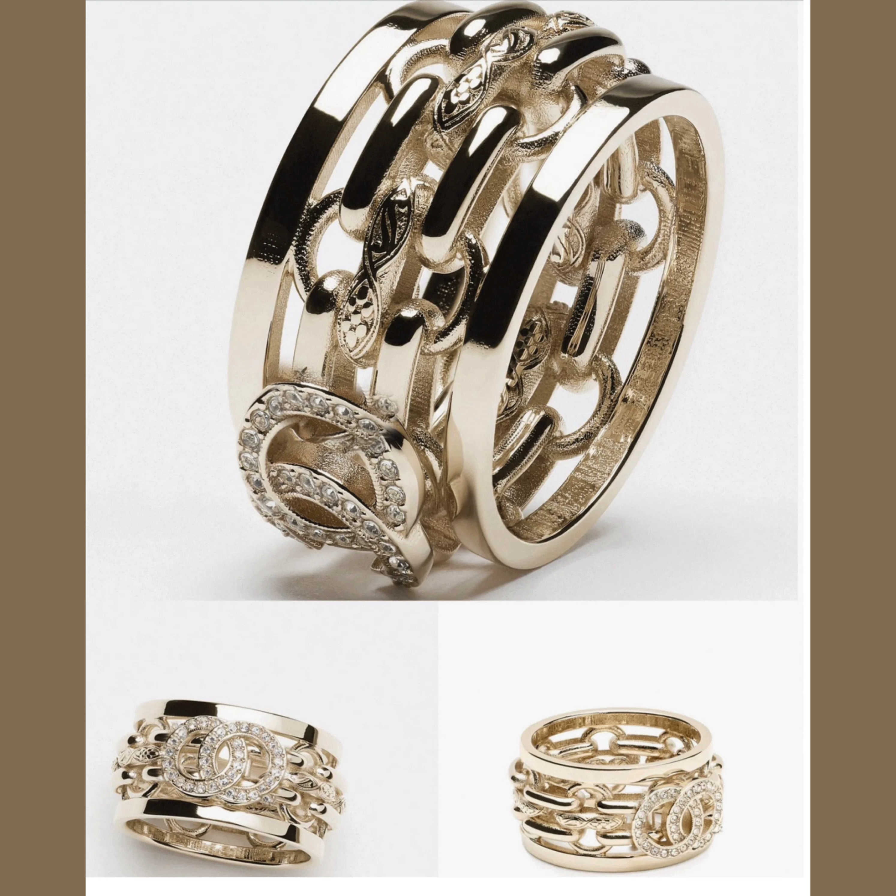 铜合金戒指25k 镂空多层水钻戒指 【偏小半码】/123/125