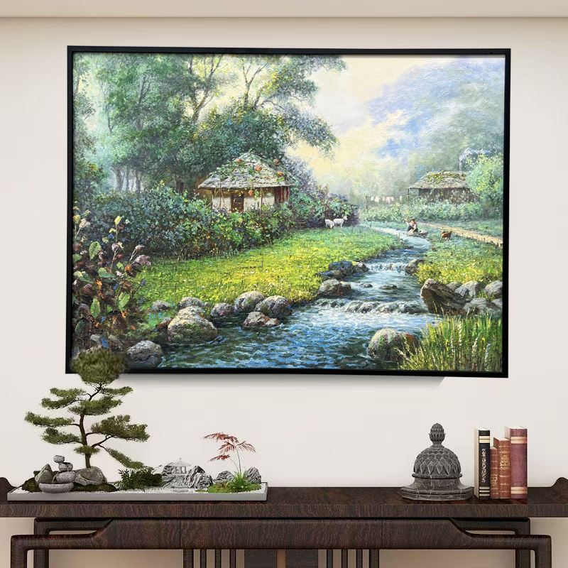《溪舍闲居》风景油画可用于客厅餐厅卧室等装饰