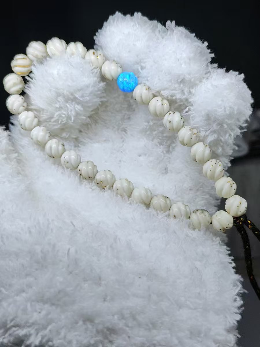 『杰作』圆珠8改 扭扭珠带月大留白 绿背星稀  100金星手持文玩好物