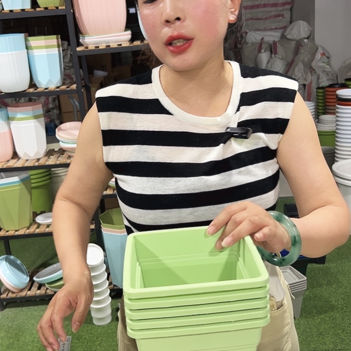 正品方形口16高18果绿带托5只