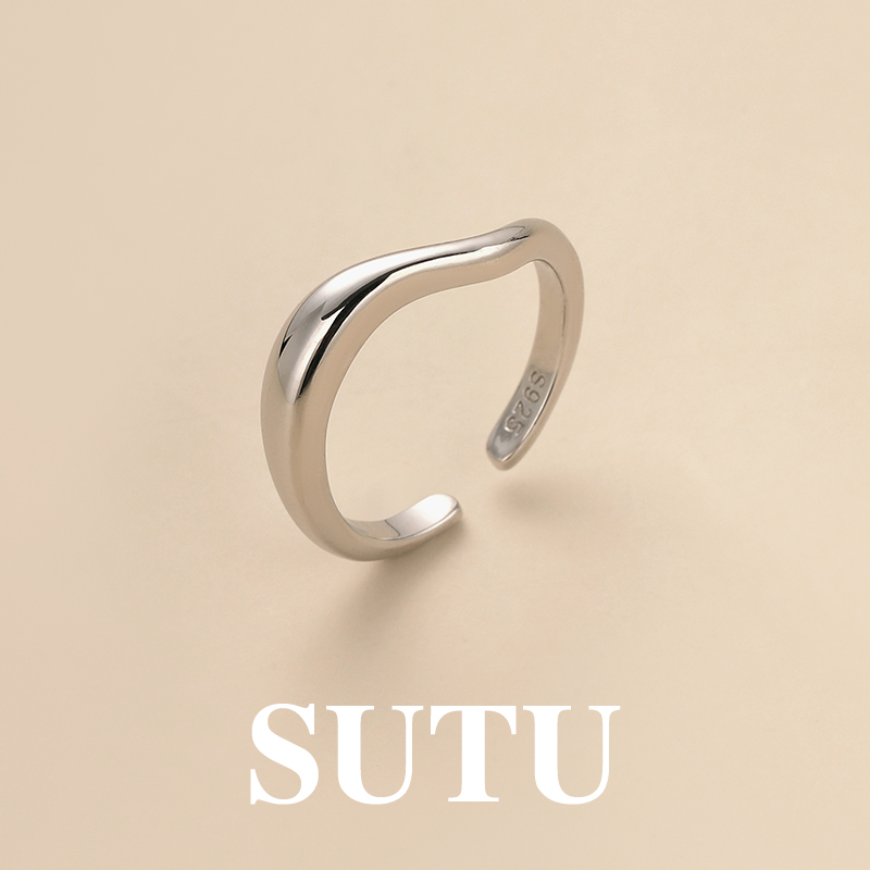 925银戒指 简约光面小众个性素圈冷淡风百搭尾戒金银双色素款戒指