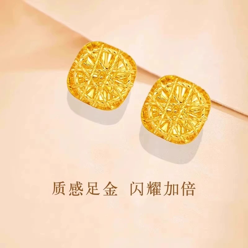 足金999耳钉女方糖甜美风复古宫廷耳饰浪漫女款小众经典饰品素款