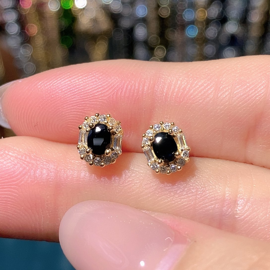 耳饰蓝宝石银S925镶嵌福利款