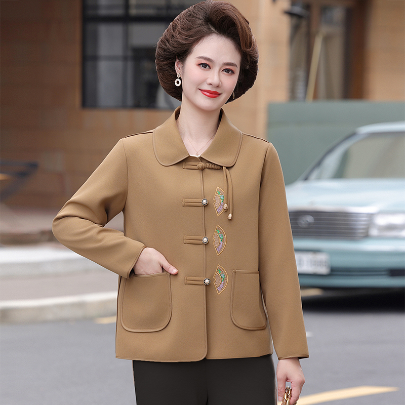 印花口袋洋气女装常规薄款短款春装时尚中老年女装