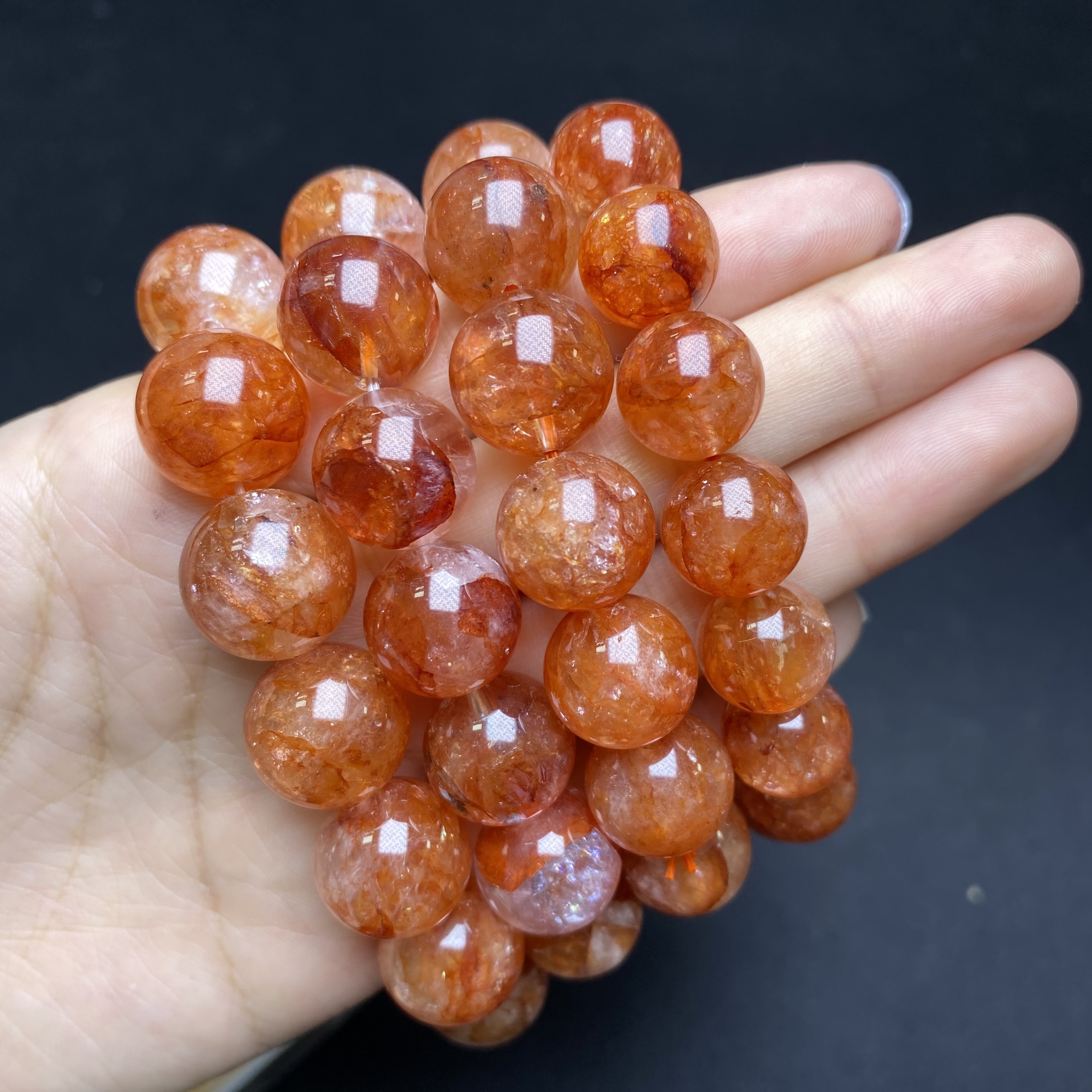 y255 天然红胶花手链多样性发一