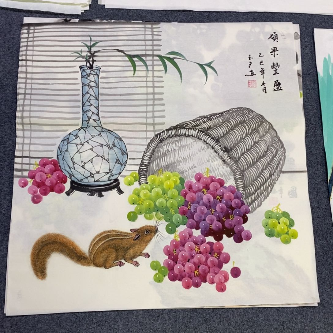 国画尺寸68✖️68手绘斗方画画画