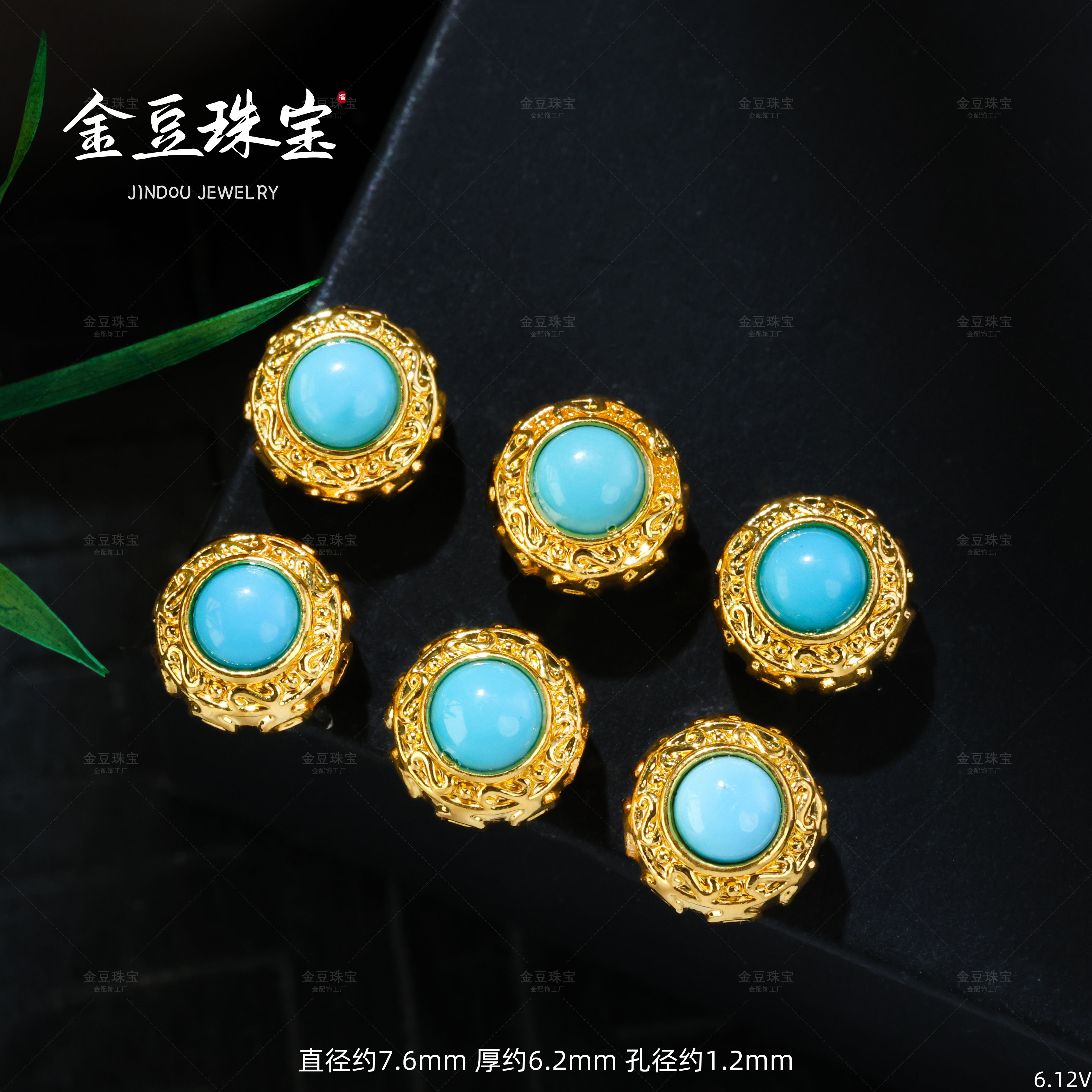 【金豆工厂】18K金豪镶宝宝佛原矿松蛋面隔珠大蛋面中穿配饰V