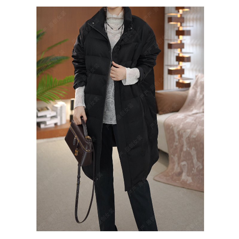 KOUFANLUO/蔻凡洛时尚休闲风宽松立领加厚中长款羽绒服女D25477