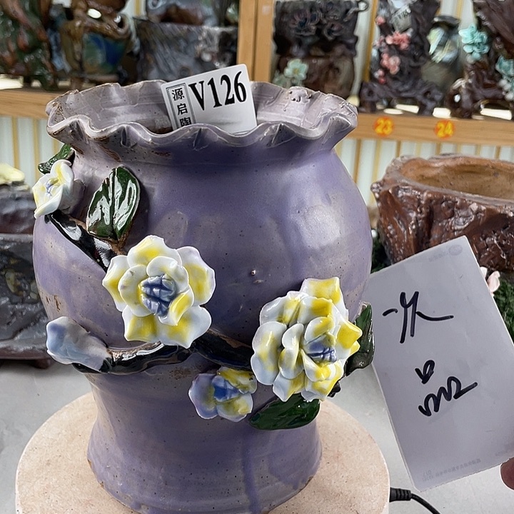 紫砂花盆景德镇陶瓷126