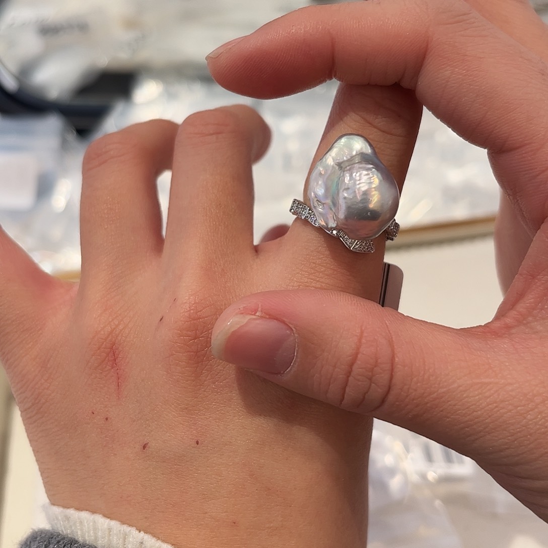 淡水珍珠戒指合金