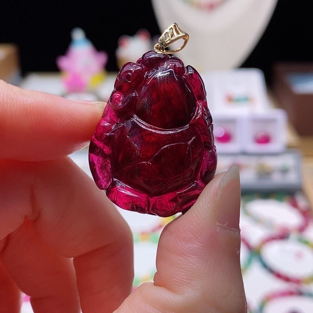 碧玺碧玺吊坠18K金镶嵌